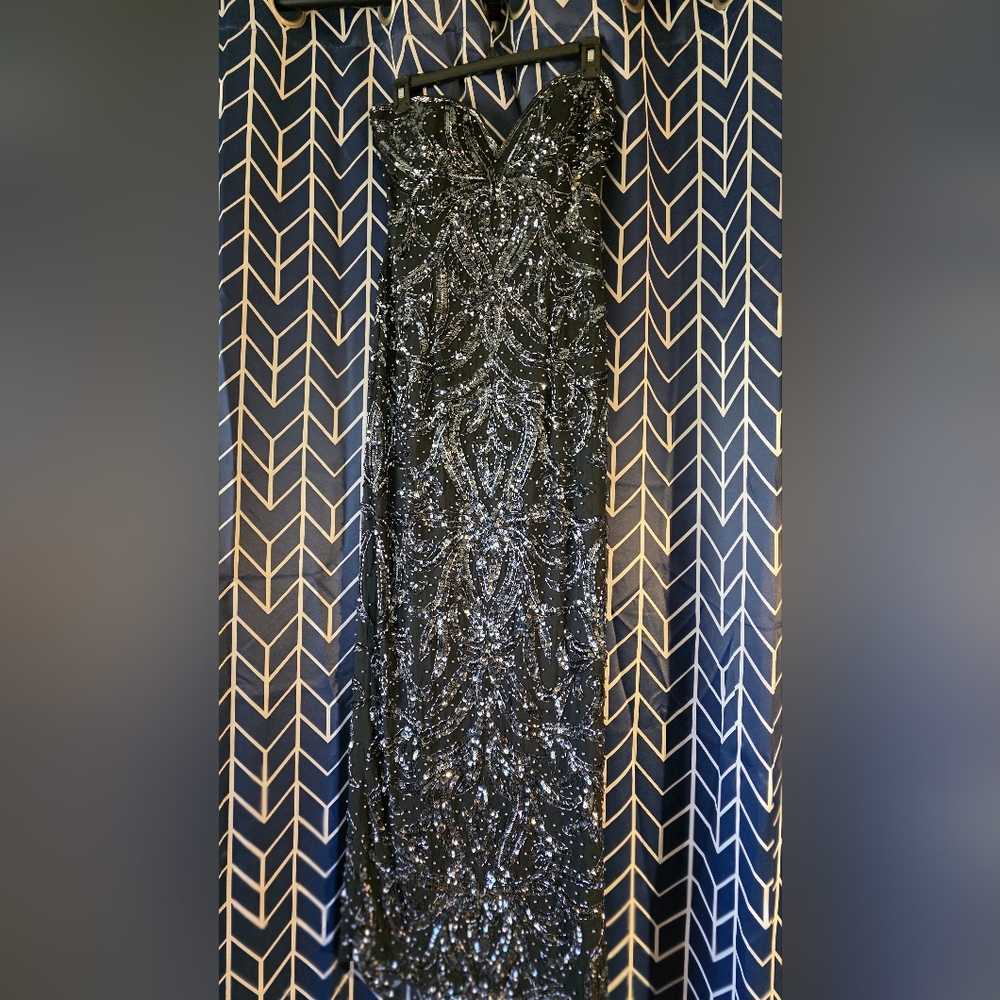 Niteline Black Sequence  Long Evenong Dress